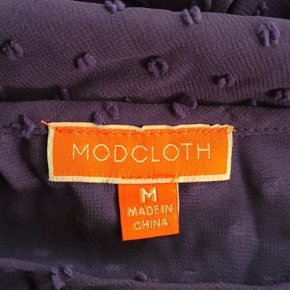 Modcloth blue clip dot long sleeve Midi dress Boho Bohemian Romantic Flirty - Picture 8 of 8